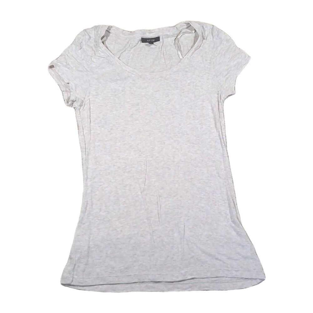 ​Apt 9 Women’s Size Medium Gray Ribbed Scoop Neck Short Sleeve T-Shirt Top